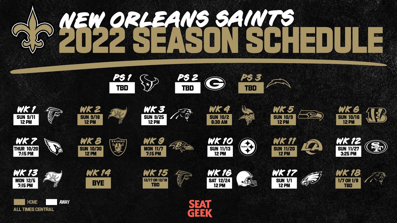 2023 NEW ORLEANS SAINTS Schedule 