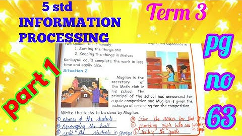 5 std Maths-Information processing(unit 7)-pg no 63 (Bigger tasks into smaller tasks)-part 1- Term 3