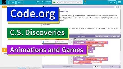 Collisions Lesson 18.3 Code.org Animation Tutorial with Answers