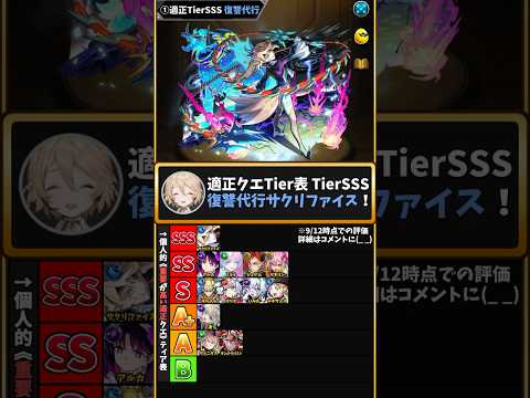 【モンスト】サクリファイス登場！激獣適正クエTier表＆キャラの魅力を短めに解説!!!《激獣神祭新限定サクリファイス》【VOICEVOX解説】 #モンスト #shorts #モンスターストライク