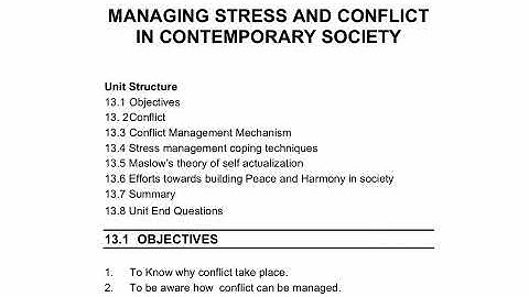 Foundation Course| Semester 2 | Unit 5 | Managing Stress and Conflict in Contemporary Society