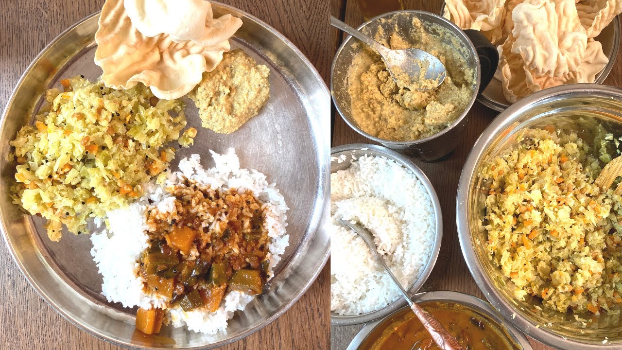 A delicious vegan gluten free Tamil meal Cabbage Poriyal, Paruppu