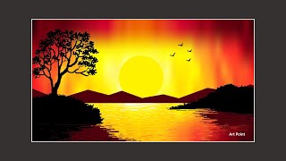 How To Draw - In Computer Microsoft Paint Tutorial Scenery Drawing 095 - Art Point Ms Paint