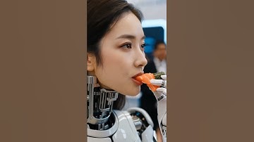 Beautiful robot eating salmon  #robot #aiartmodellookbook