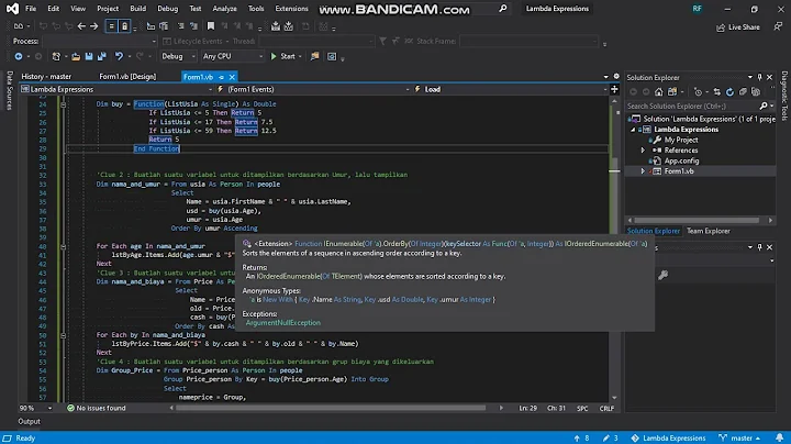 Lambda Expressions Dan Order By - Visual Basic VB.net