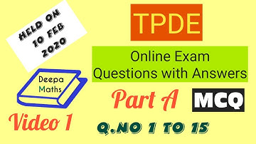 TPDE - Online Exam - Part A with Answers - Reg 2017