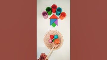 Satisfying colorful wooden balls sorting  ASMR! #satisfying #coloring #asmr #woodenballs