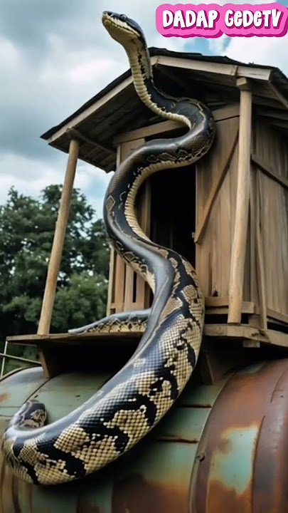 The snake is standing in front of the old hut, it's really scary #snacks #shorts