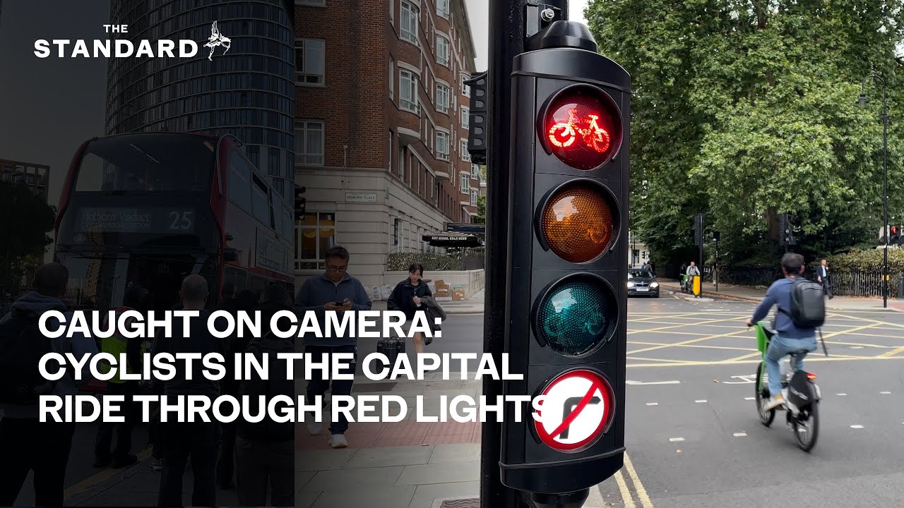 Caught on camera: Video shows cyclists jumping red lights as record number cycle during tube strike