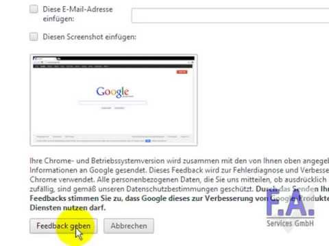 Google Chrome - Probleme an Google melden