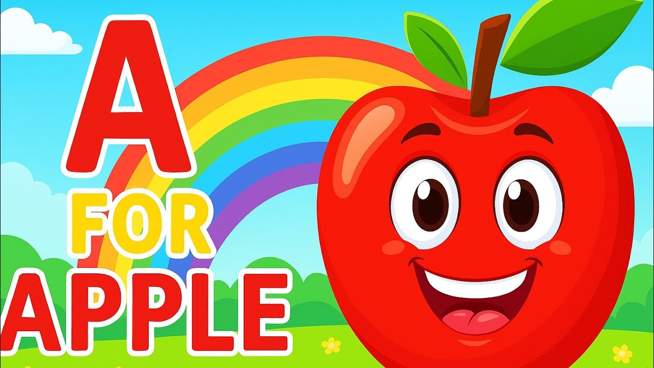 A for Apple 🍎 B for Ball ⚽ | ABCD Song | Learn Alphabet A to Z for Kids ...