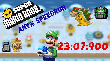 Any% Speedrun in 23:07:900 - New Super Mario Bros. (Personnal Best)