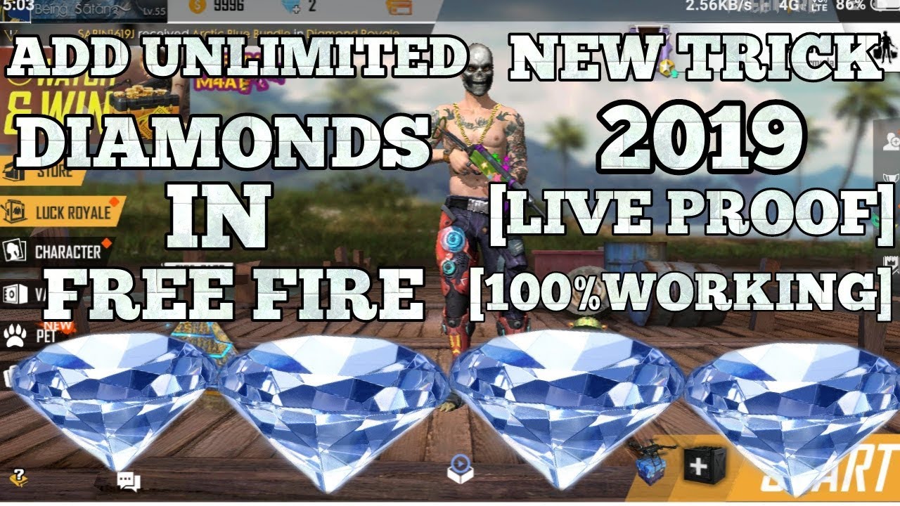 ADD UNLIMITED DIAMONDS IN FREE FIRE 2019 ll NEW TRICK 2019 ll LIVE PROOF - 