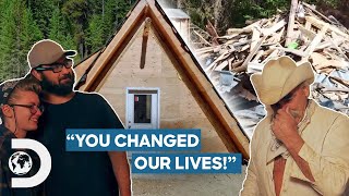 Couple Gets Emotional After Marty Builds Their New AFrame Log Home | Homestead Rescue