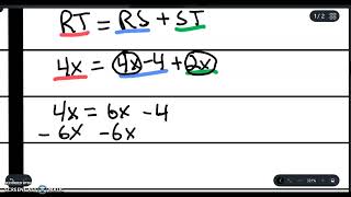 Segment Addition & Subtraction (Algebra)