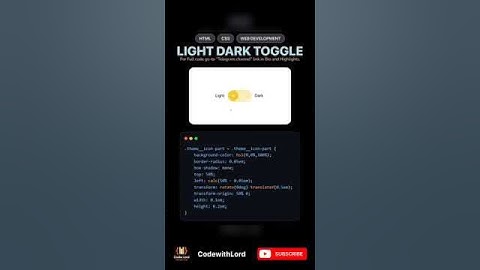 Dark mode light mode using html css and javascript for website #shorts #viral #trending#youtubshorts