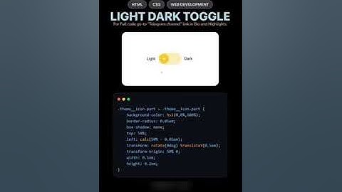 Dark mode light mode using html css and javascript for website #shorts #viral #trending#youtubshorts