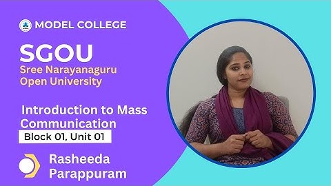 SGOU Degree, Intro. to Mass Communication, Block 01, Unit 01