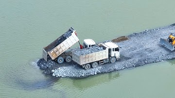 Project:  Dump Truck 25T Big Stone , Pushing Stone By Skill dozer SHANTUI Pushing Stone