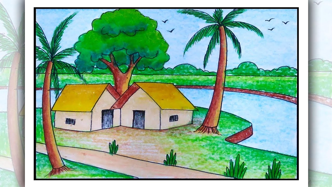 Featured image of post Village Scenery Scenery Drawing For Class 7