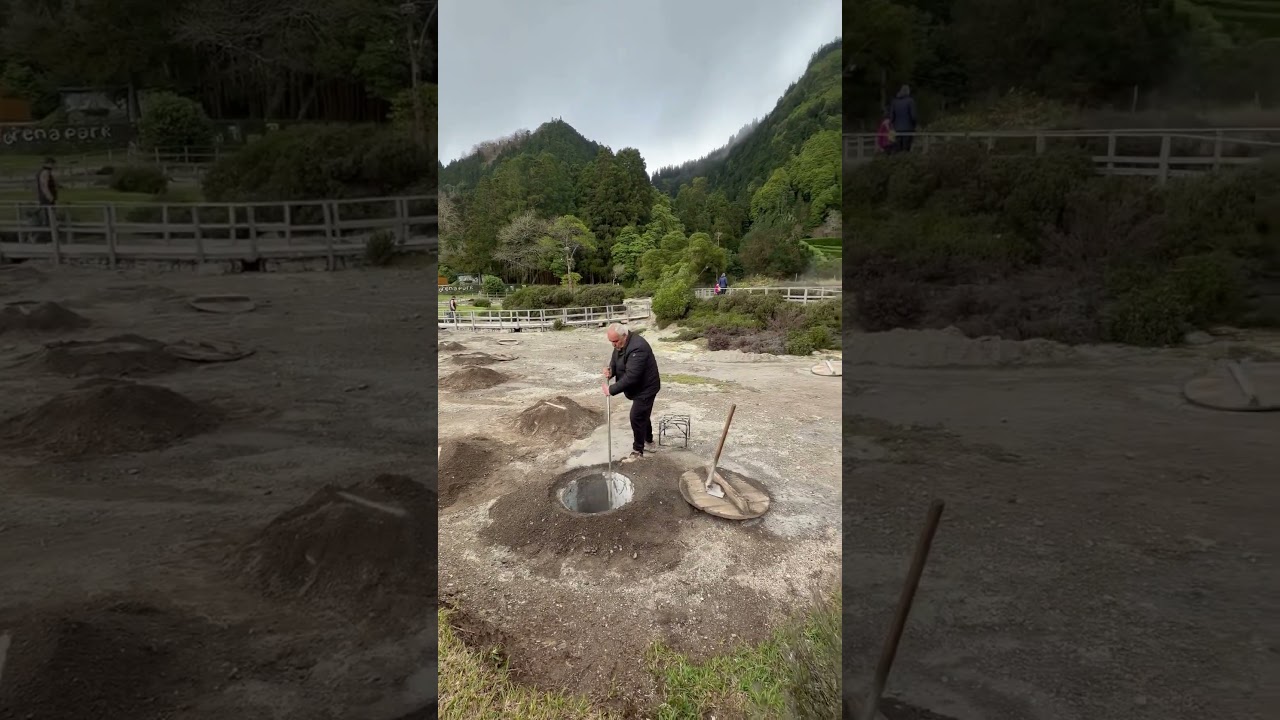 Geothermal volcanic vents Lake Furnas Azores Portugal