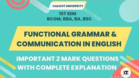 Calicut University |1st Sem| Functional Grammar | Important 2 mark Questions |