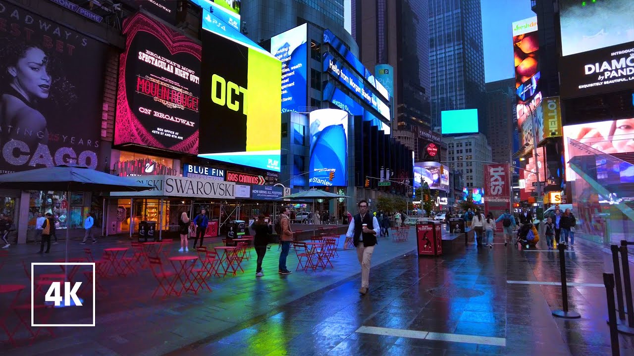 New York, Amerika Serikat | Tur Jalan Saat Hujan 4K | 26 Okt 2022