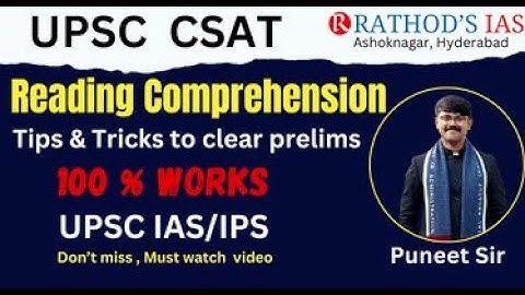 Reading comprehension / UPSC CSAT / Tips & Tricks to Clear Prelims by Puneet sir