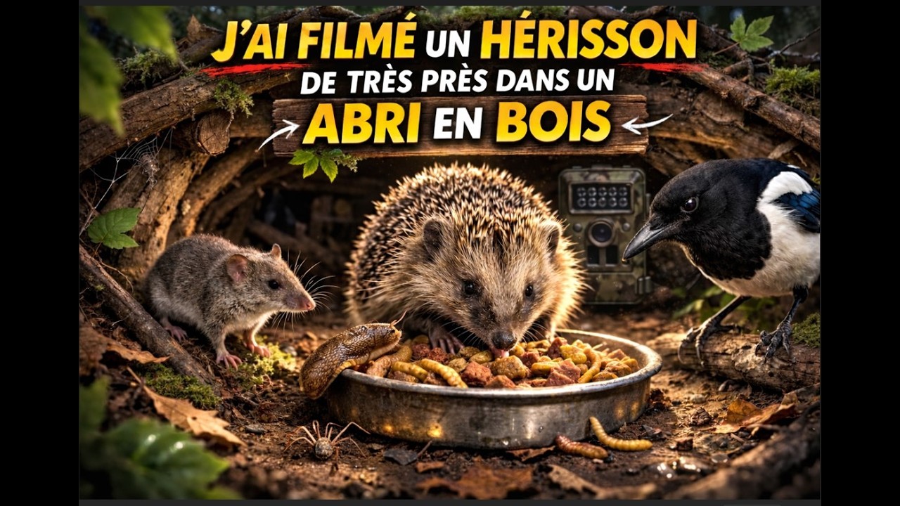 J'ai Filmé un Hérisson de très prés dans un abri en bois avec une Caméra Piège ...