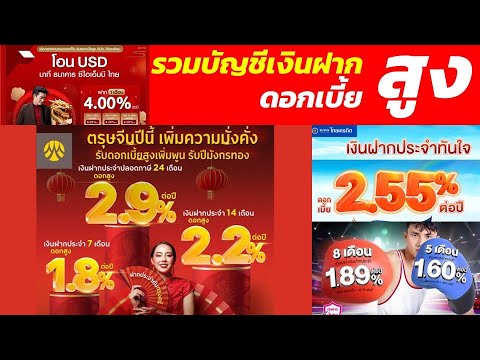 รวมบัญชีเงินฝากดอกเบี้ยสูง 1.80%-4.00 % จากสถาบันทางการเงินชั้นนำ สรุปย่อจบในคลิปเดียว EP32