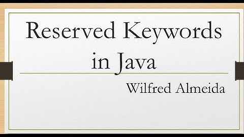 Reserved Keywords in Java