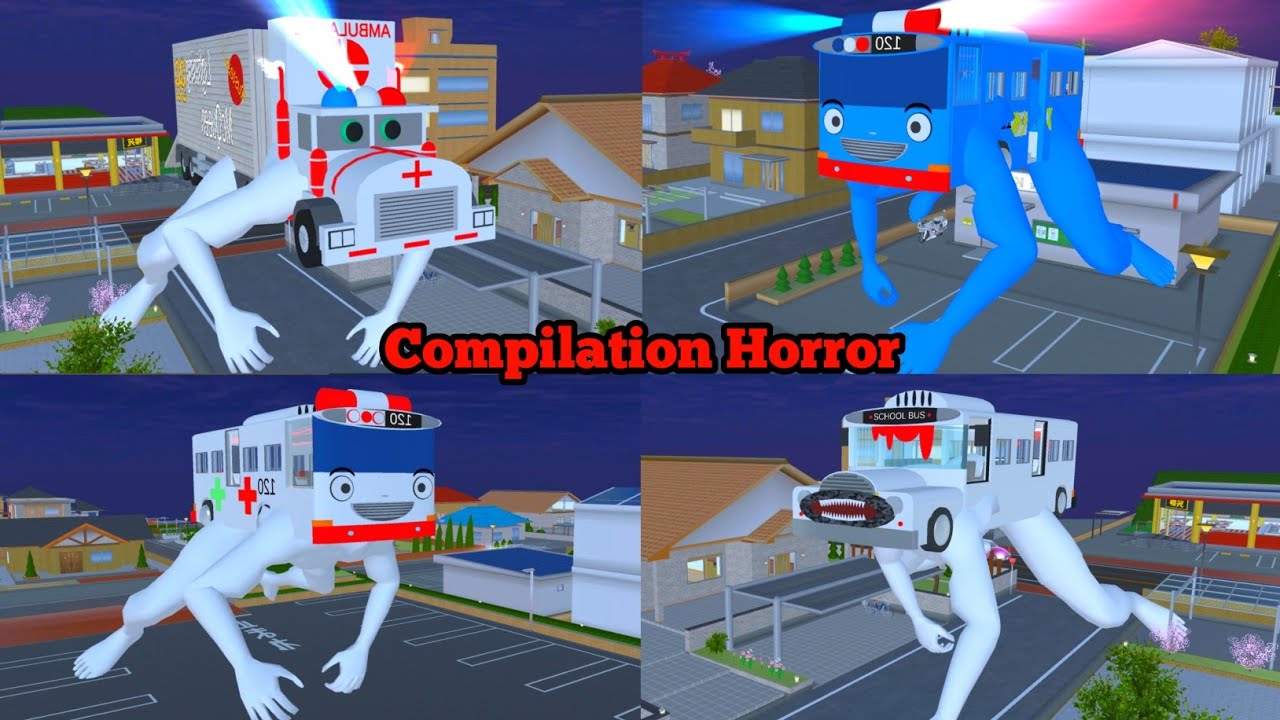 Compilation Humanoid  Bus Tayo Truck Mack Scares Yuta Mio in city 😱 Sakura School Simulator 