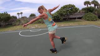 How to roller skate backwards figure 8s with one foot turns!
