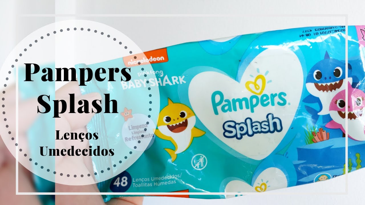 Lenços Umedecidos Pampers Splashers Baby Shark - 12 Pacotes com 48 Lenços  Cada - Faz a Boa!