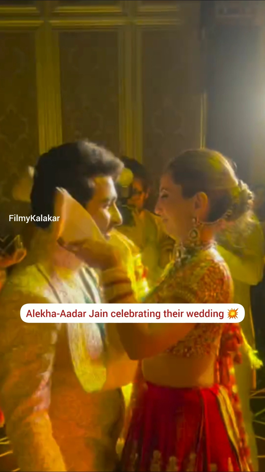 Newlyweds #aadarjain #alekhaadvani painting the town red ❤️ #filmykalakar