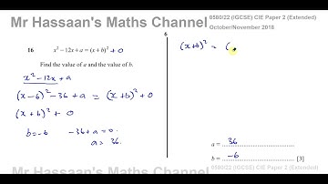 0580/22/O/N/18 (IGCSE) Oct/Nov 2018 Paper 22 Q16 Algebraic Expressions, Completing the Square