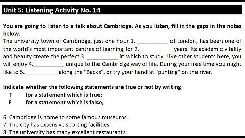 Unit 5: Listening Activity No.14