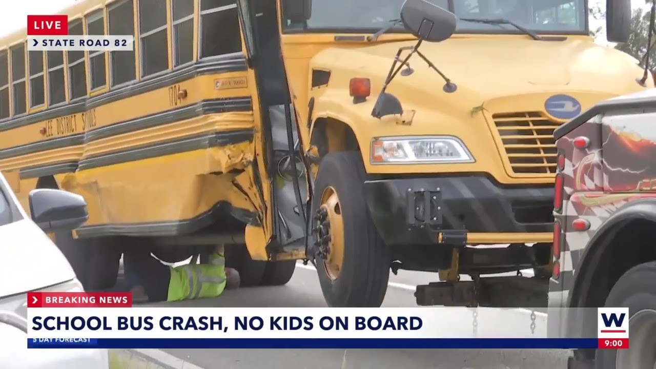 School bus ends in ditch after crash in Lehigh Acres - YouTube