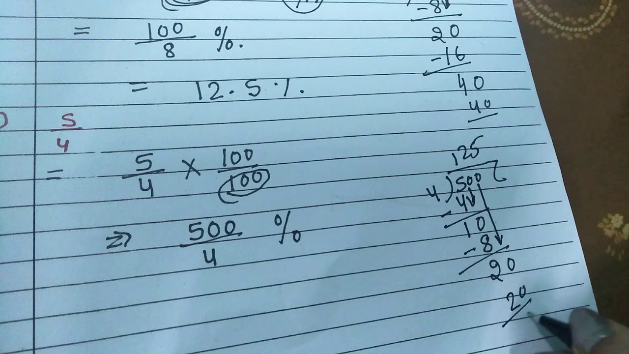 Convert The Given Fractional Numbers To Percent Mathematics Learning In
