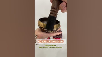 CXNP74   Bộ chuông xoay Nepal cao cấp họa tiết cây sự sống kèm bộ mõ