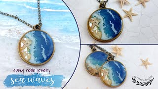 ~JustHandmade~ Epoxy resin jewelry - sea waves - tutorial / ocean - sea themed necklace / DIY