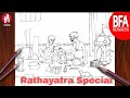 Draw rathayatra special composition with full drawing tutorial  rath making composition for bfa