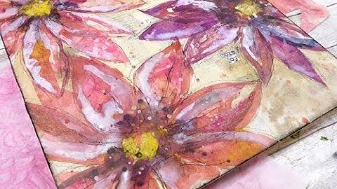 Using my wet stength tissue to help create this abstract flowy mixed media floral 9-3-23