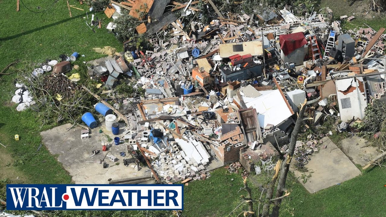 Sky5 surveys damage left behind by Nash County tornado - YouTube