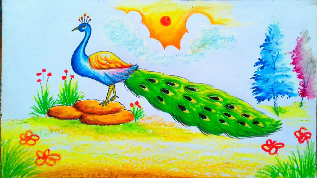 Easy beautiful peacock drawing for beginners l How to draw a cute peacock l  - YouTube