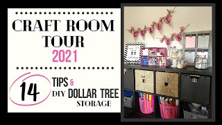 CRAFT ROOM TOUR 2021 | 14 Organizing Tips | DIY Dollar Tree Storage Solutions