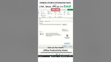 Insert Object in Excel | Embed other Extension Files in Excel Spreadsheet #shorts #ytshorts #excel
