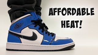 Inexpensive Air Jordan Sneakers Jordan 1 Mid Signal Blue On Feet Youtube