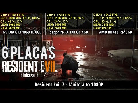 Resident Evil 7 - Teste Com RX 460/470/480 E GTX 1050/1050 Ti/1060 | FPS E Frametime | Full HD