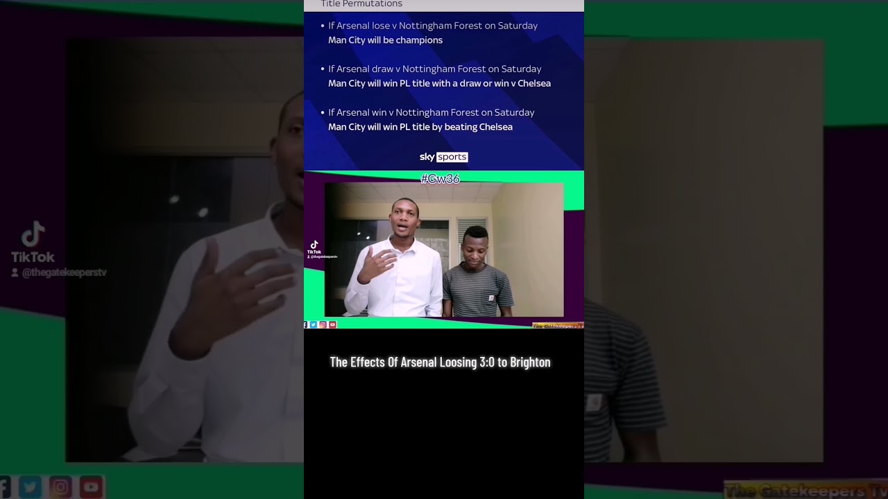 WHAT ARSENAL LOSS TO BRIGHTON MEANS TO MANCITY IN THE TITLE RACE!!!